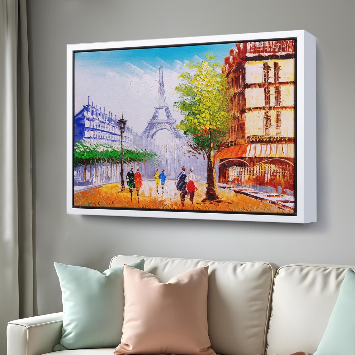Eiffel Tower Paris Boulevard Street Oil Painting People Walk Poster - Image 3