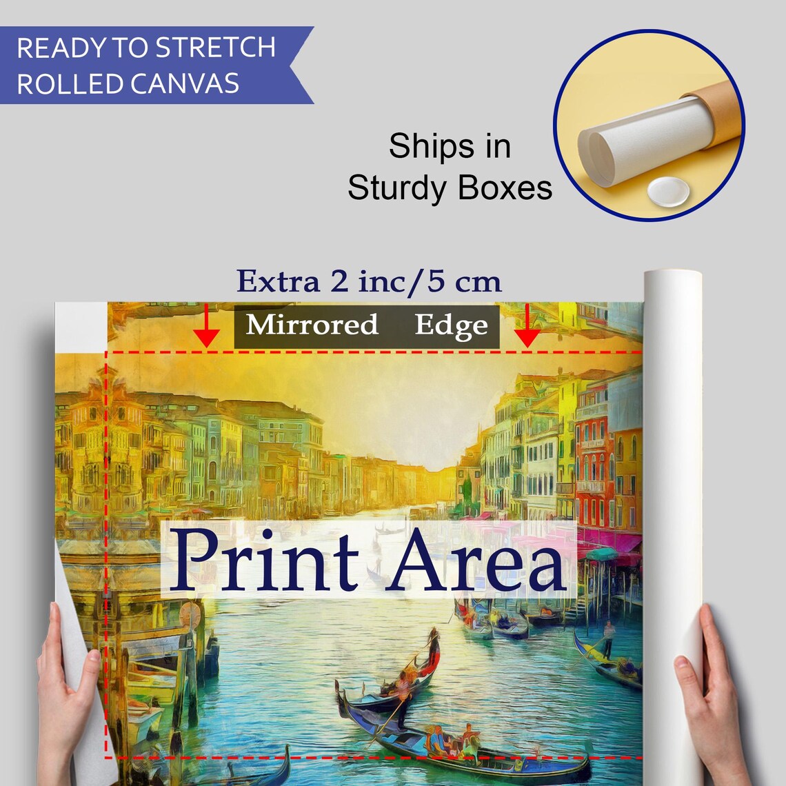 Venice Gondolas Grand Canal Golden Light Colorful Italy Poster - Image 4