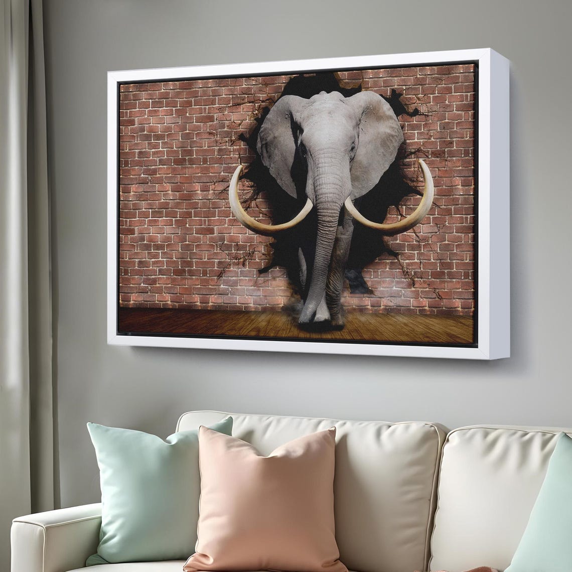 Elephant Breaking Brick Wall 3D Effect Bold Animal Wall Art Poster - Image 3