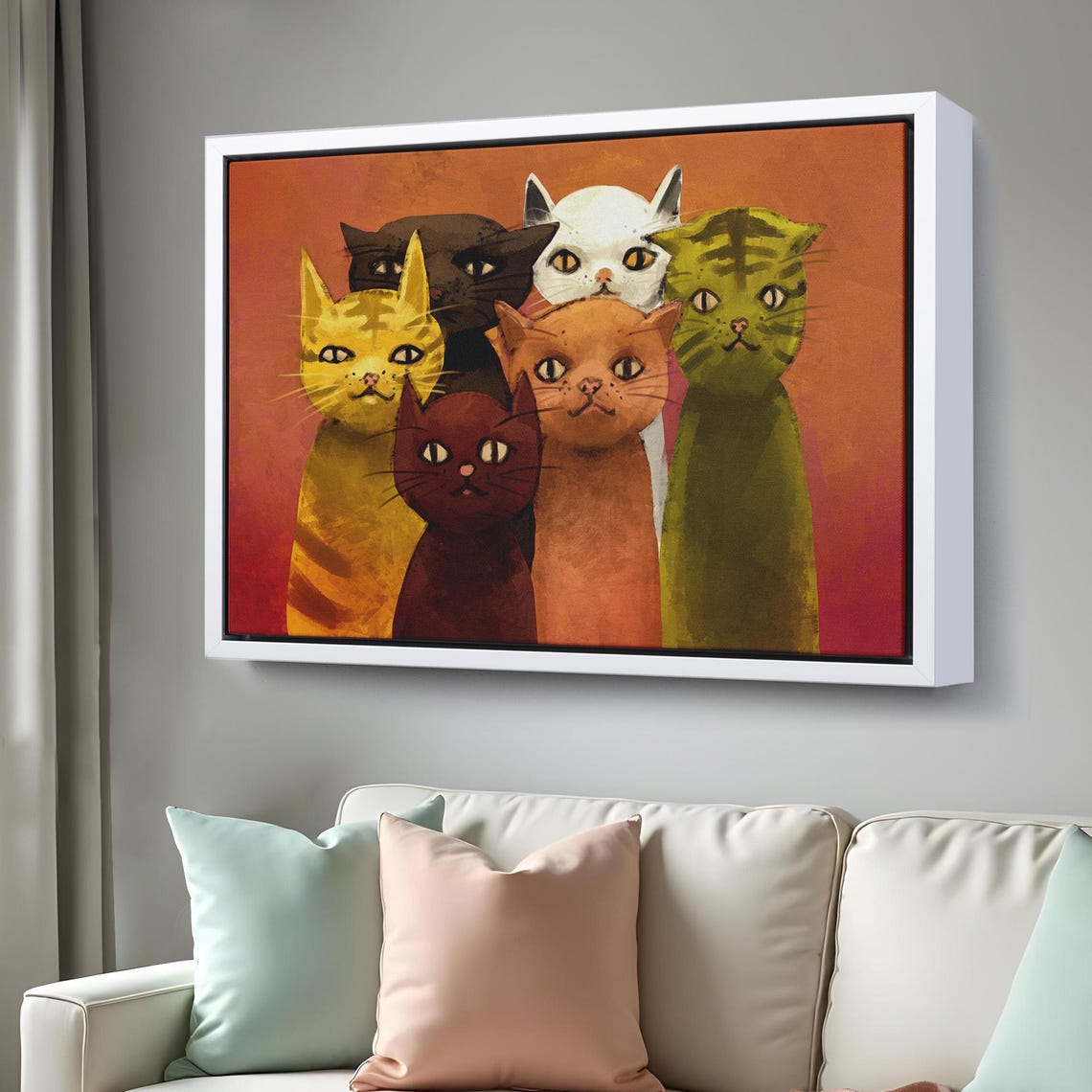 Abstract Cats Funny Colorful Felines Group Modern Whimsical Poster - Image 3
