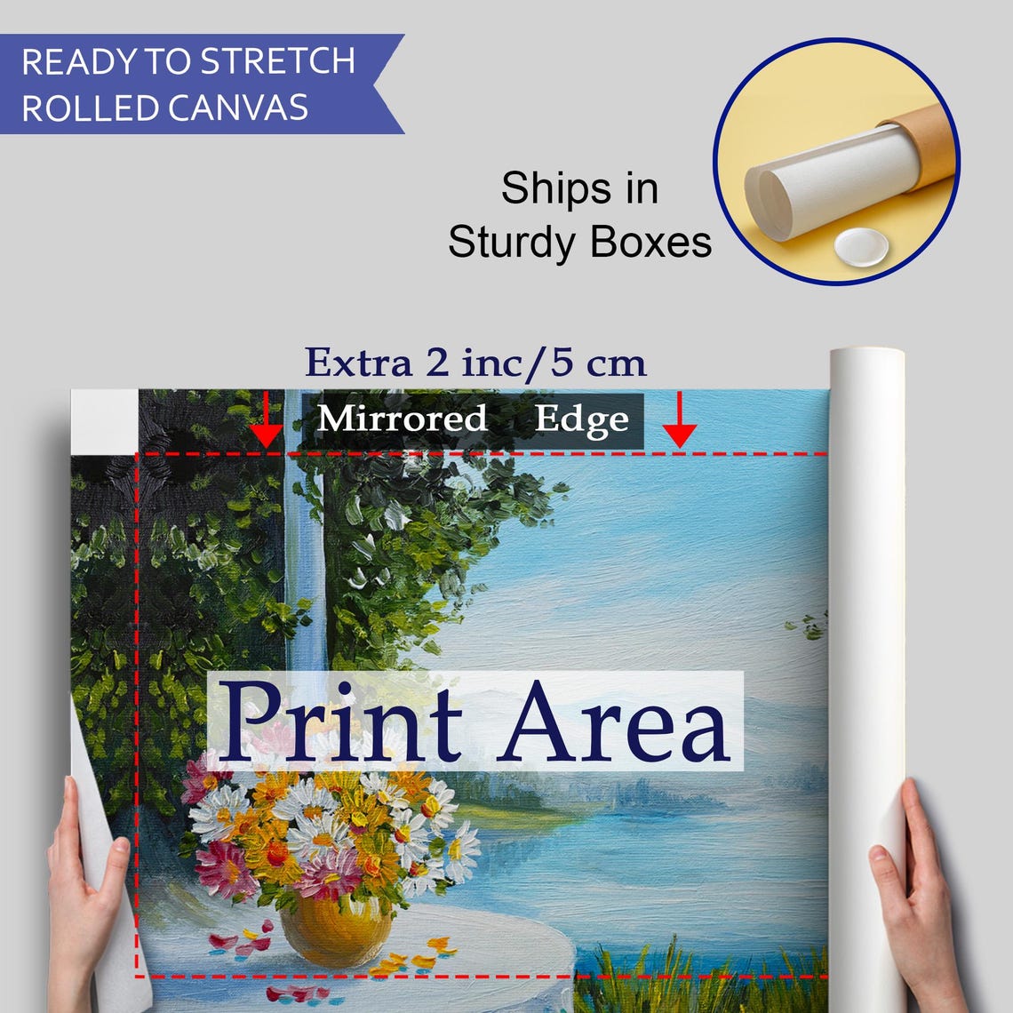 Daisy Bouquet Golden Vase Lakeside View Summer Floral Painting Poster - Image 4
