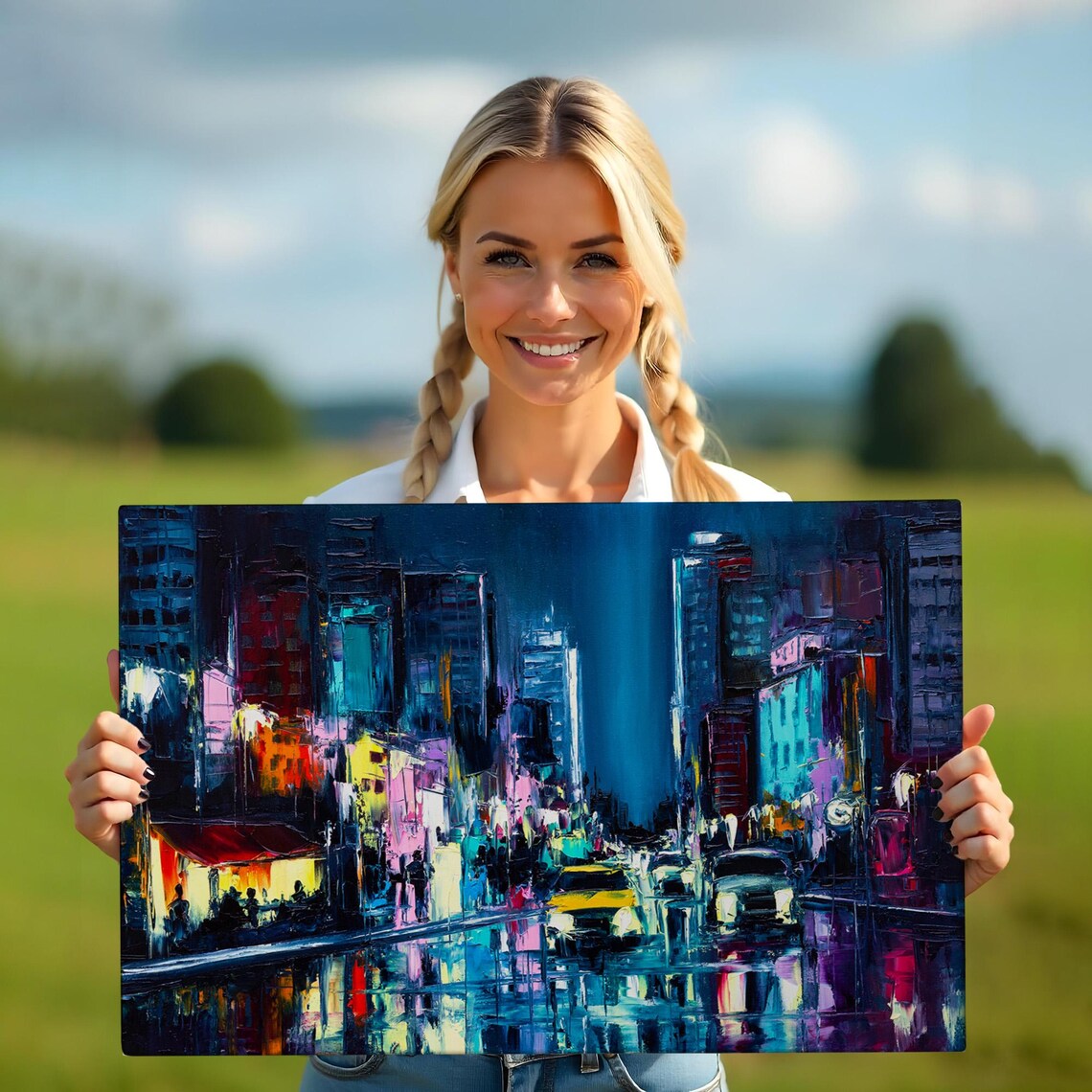 New York Night Street Yellow Taxi Wet Reflections City Poster - Image 5