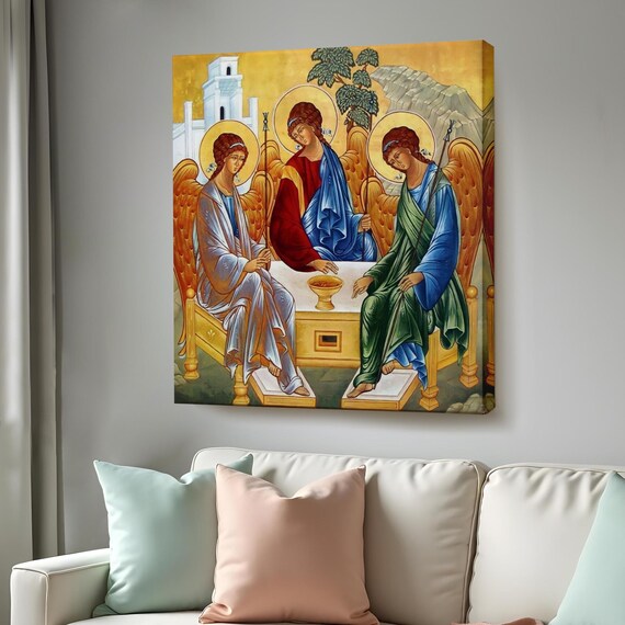 Andrei Rublev Holy Trinity Icon Three Angels Classic Orthodox Religious Art Poster