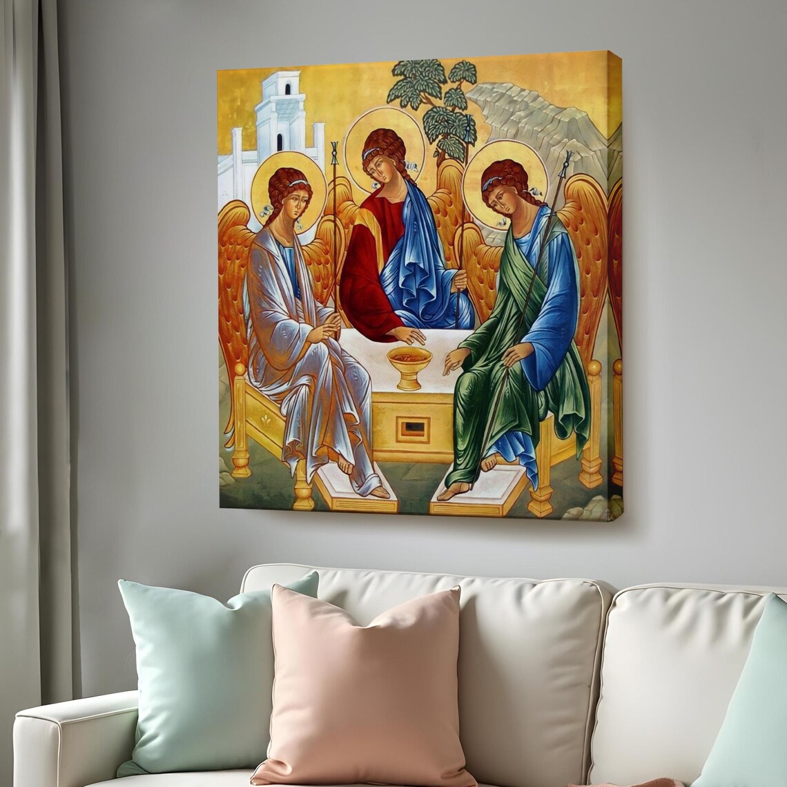Andrei Rublev Holy Trinity Icon Three Angels Classic Orthodox Religious Art Poster