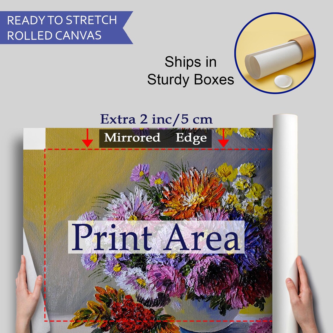 Colorful Aster Bouquet Bowl Impasto Flower Oil Painting Wall Art - Image 4