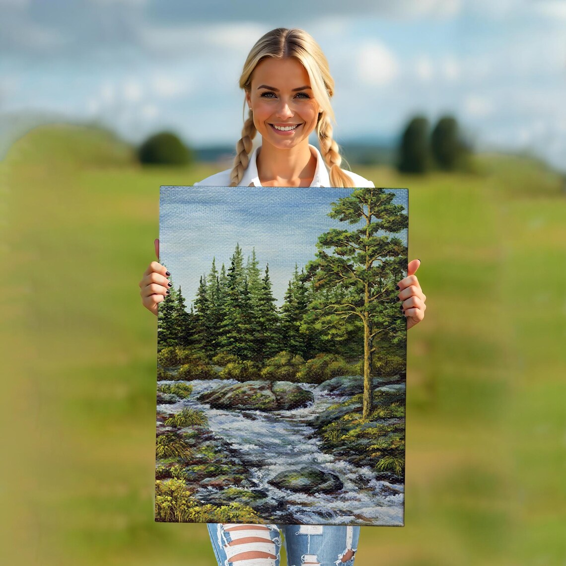 Stream Flowing From Forest Print Nature Wall Decor Nature Art Landscape Wall Table Nature Print - Image 5