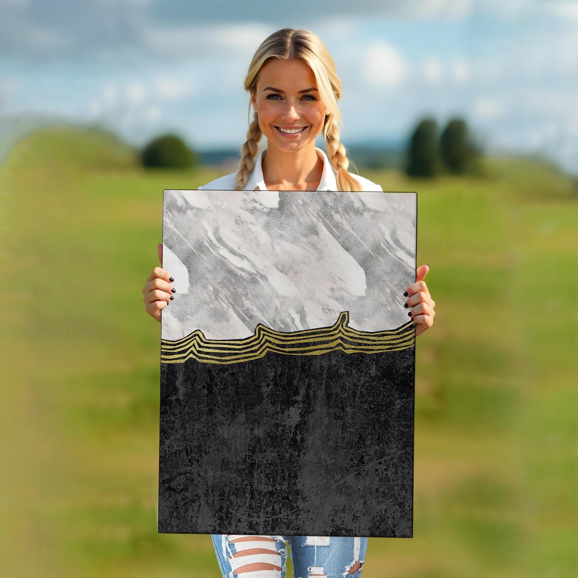 Black And White Marble Pattern Abstract Modern Art - Image 5