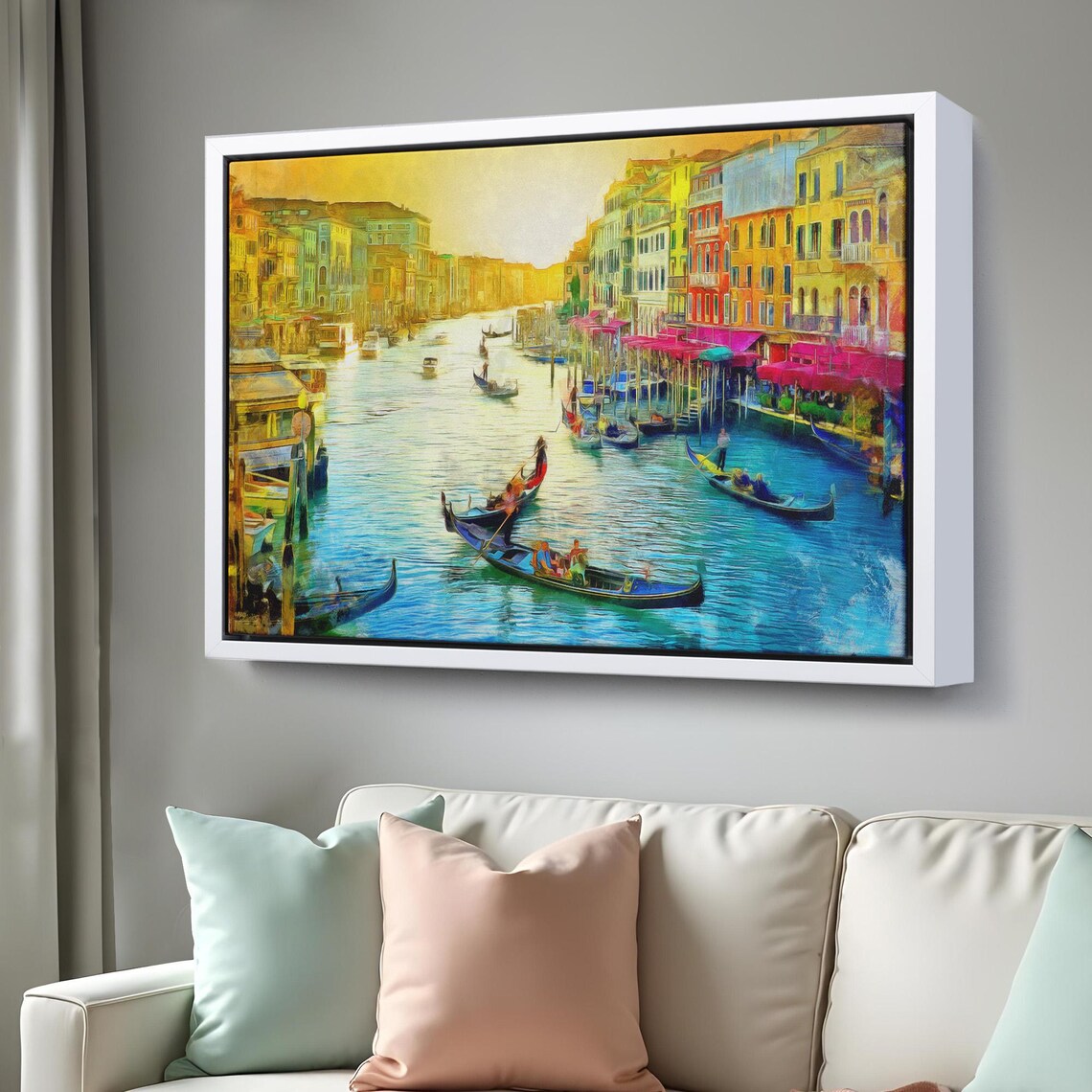 Venice Gondolas Grand Canal Golden Light Colorful Italy Poster - Image 3