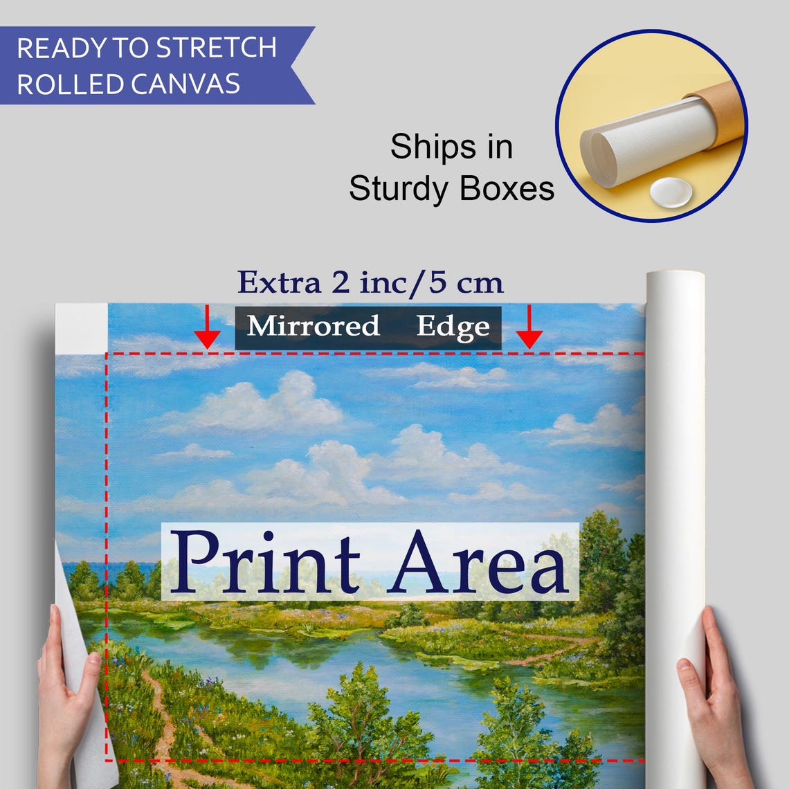 Peaceful River Winding Forest Meadow Summer Landscape Nature Poster - Image 4