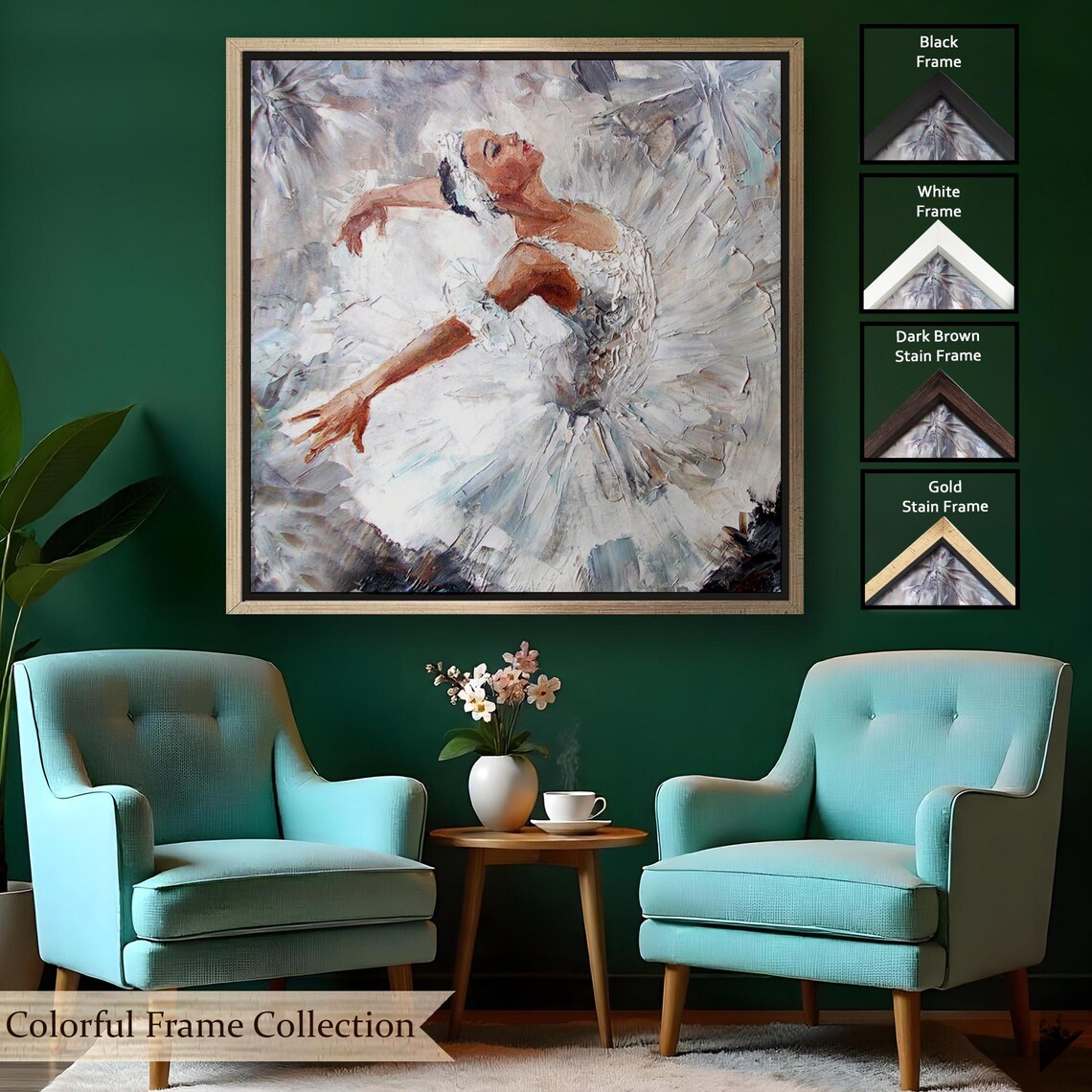 White Swan Ballerina Impressionist Oil Painting Dance Ballet Art Poster - Image 2