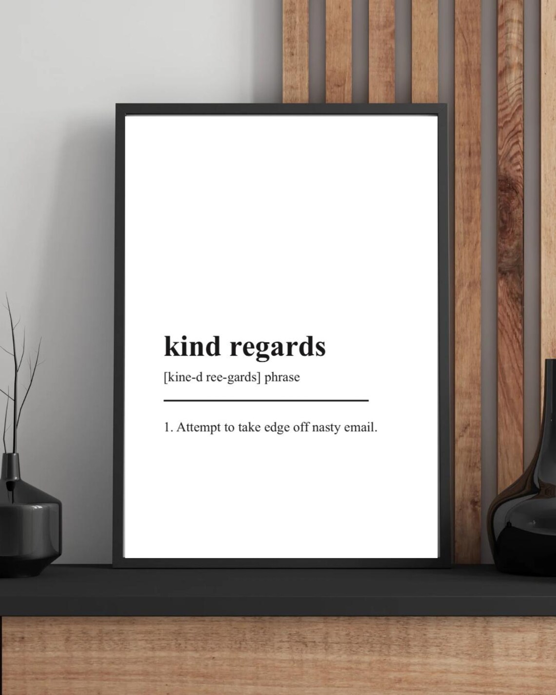 Kind Regards Definition Poster Print, Funny Office Humor