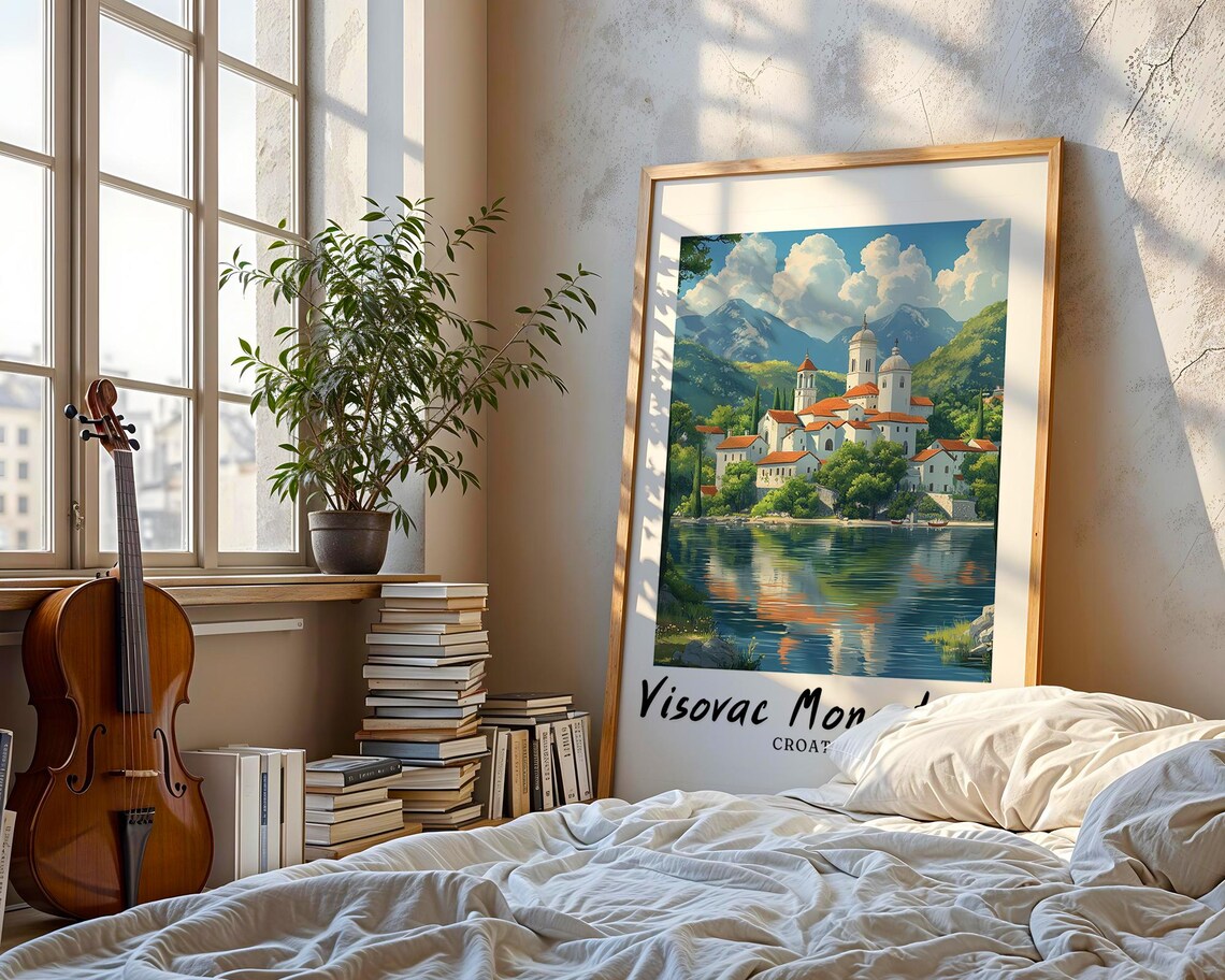 Visovac Monastery Travel Poster, Croatia Wedding Gift - Image 3