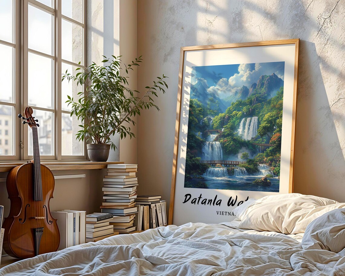 Datanla Waterfall Vietnam Travel Poster, Minimalist - Image 3