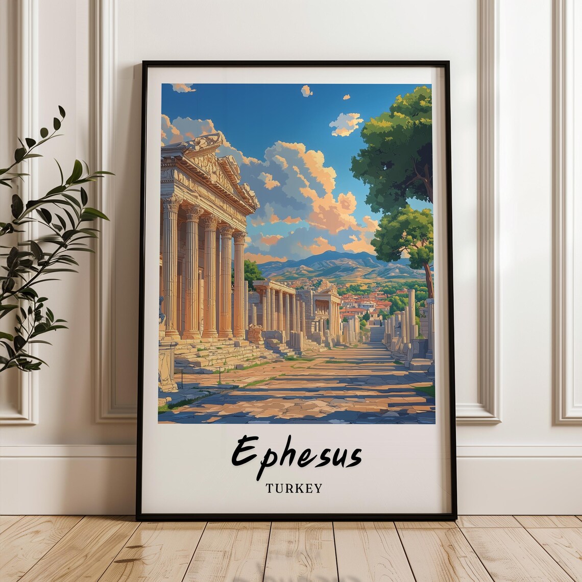 Ephesus Turkey Travel Poster, Minimalist