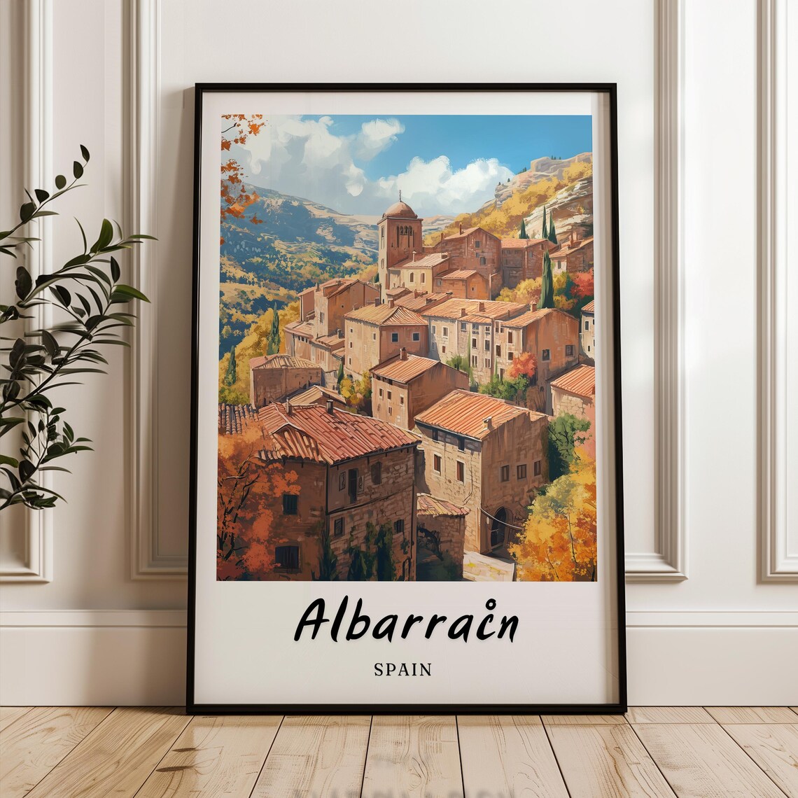 Albarracn Spain Travel Poster, Minimalist