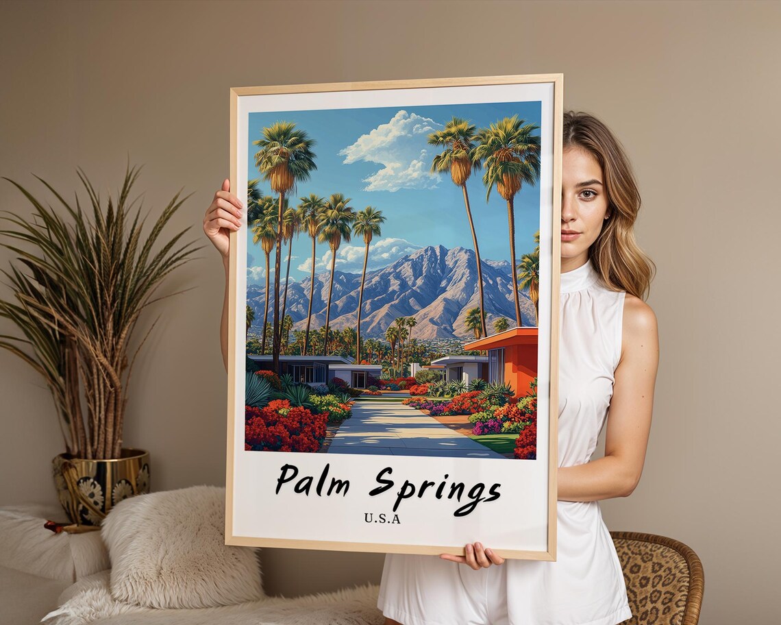 Palm Springs USA Travel Poster, Minimalist Wall Art - Image 2