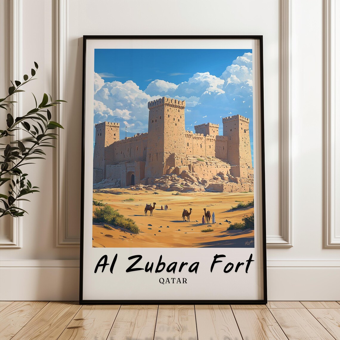 Al Zubara Fort Travel Poster, Qatar Wedding Gift