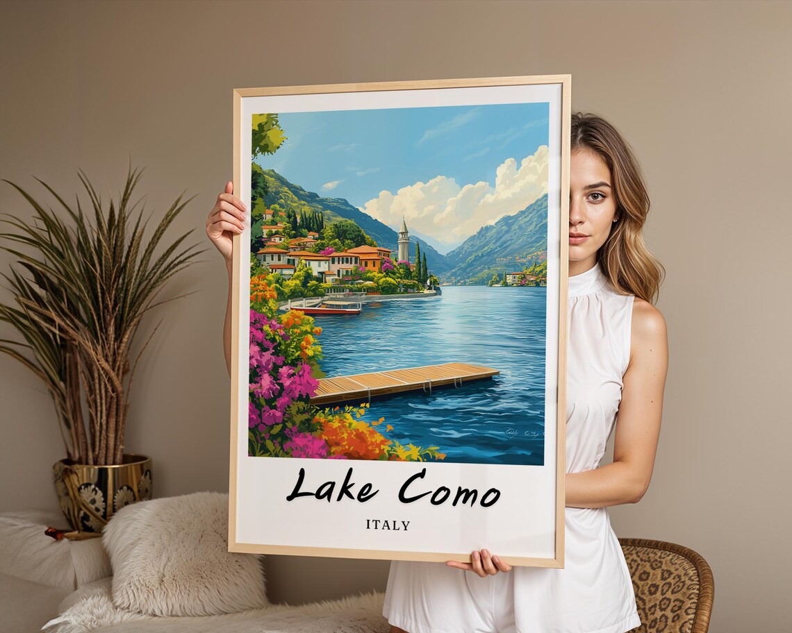Lake Como Italy Travel Poster, Minimalist Landscape - Image 2