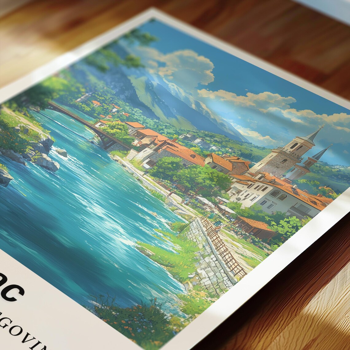Bihac Bosnia and Herzegovina Turquoise River Old Town Poster - Image 2