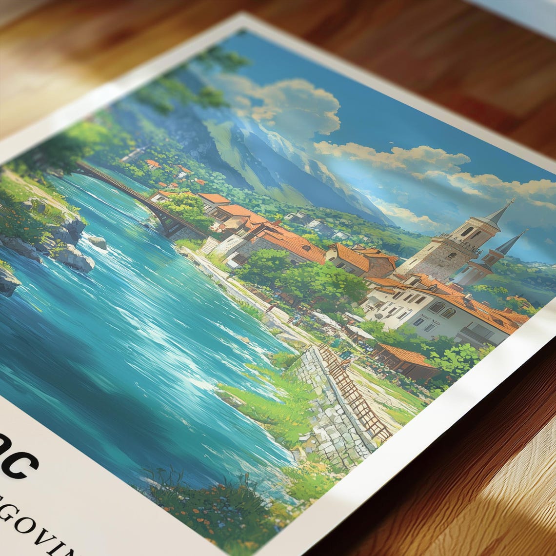 Bihac Travel Print Bosnia And Herzegovina Print Bosnia And Herzegovina Poster Wall Art Wedding Gift Personalised Gift Illustration - Image 2
