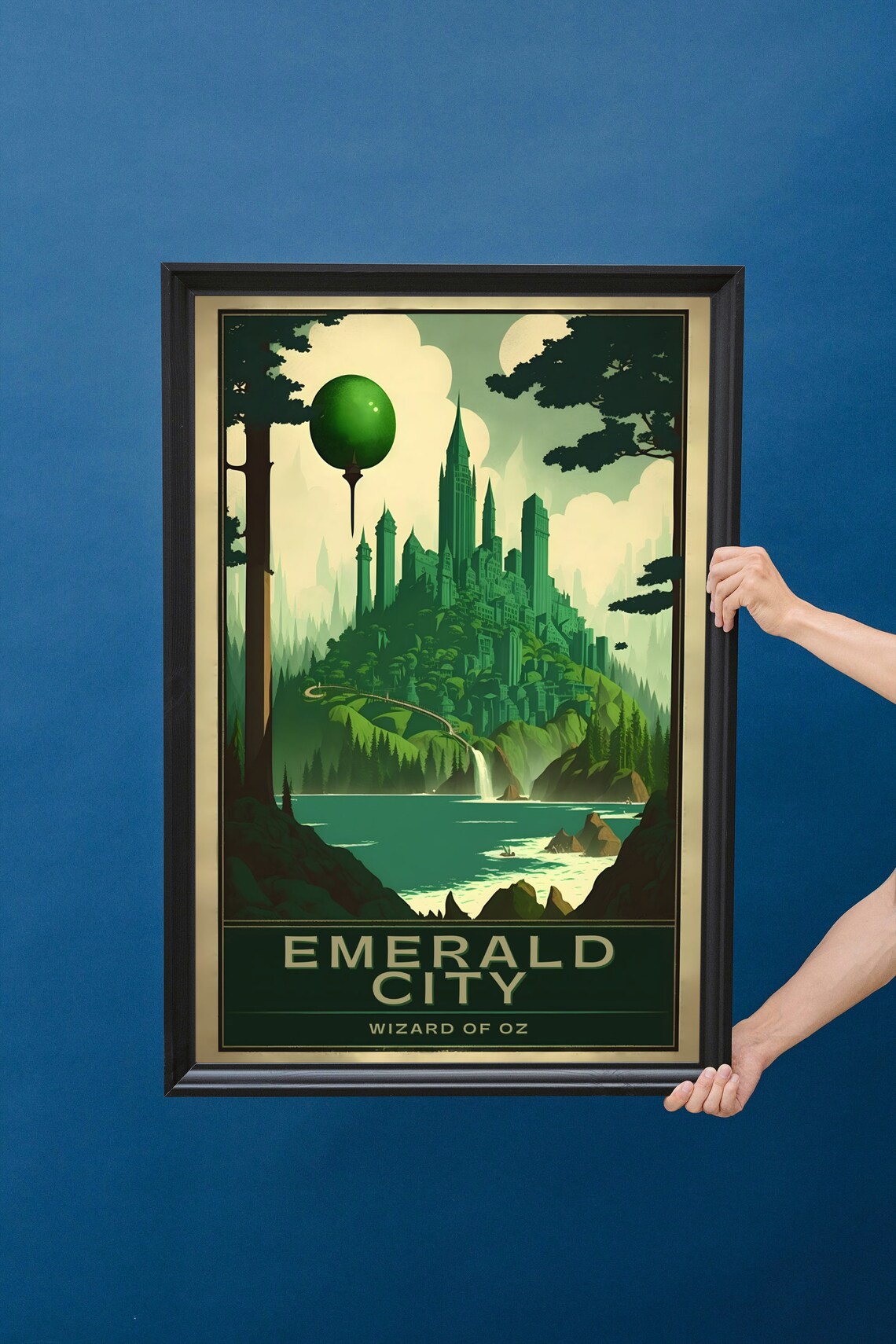 Emerald City Wizard Of Oz Balloon Lake Green Towers Travel Poster - Image 3