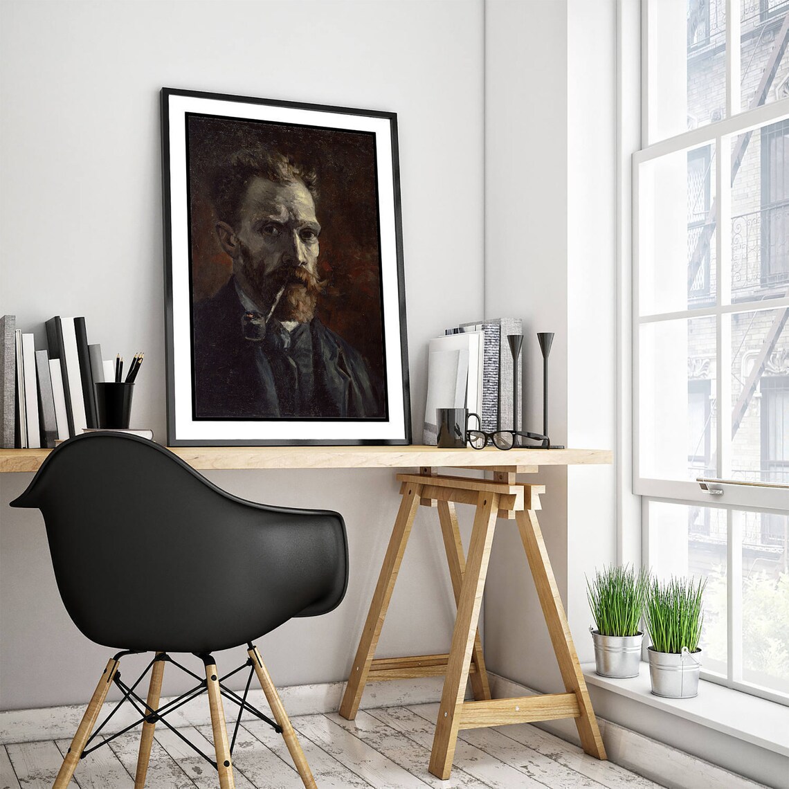 Van Gogh Self Portrait With Pipe, Classic Poster Print - Image 4