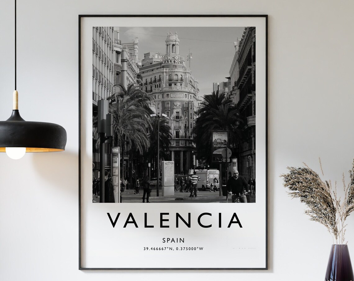 Valencia Travel Print Valencia Travel Poster Spain Print Travel Art Travel Decor Black And White Print Photographic Art Various Sizes