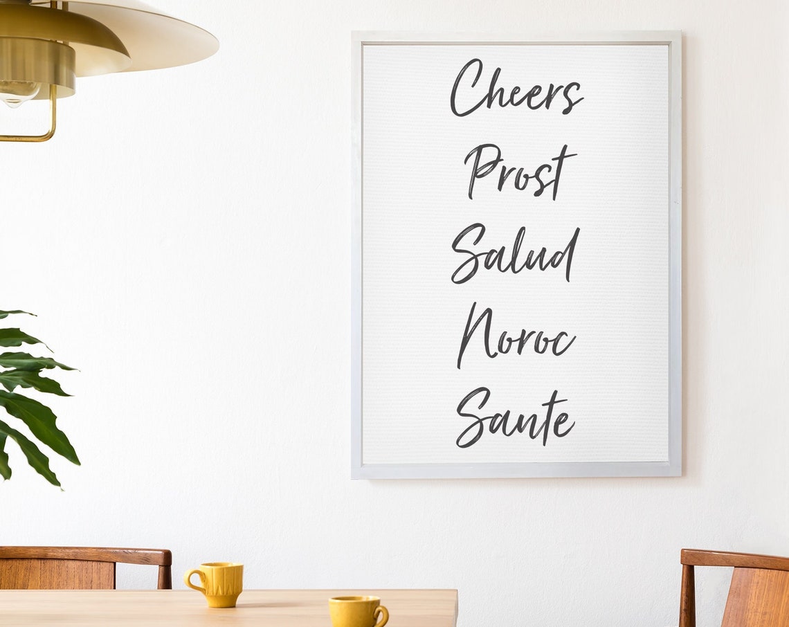 Cheers Prost Salud Noroc Sante International Toast Bar Decor Poster