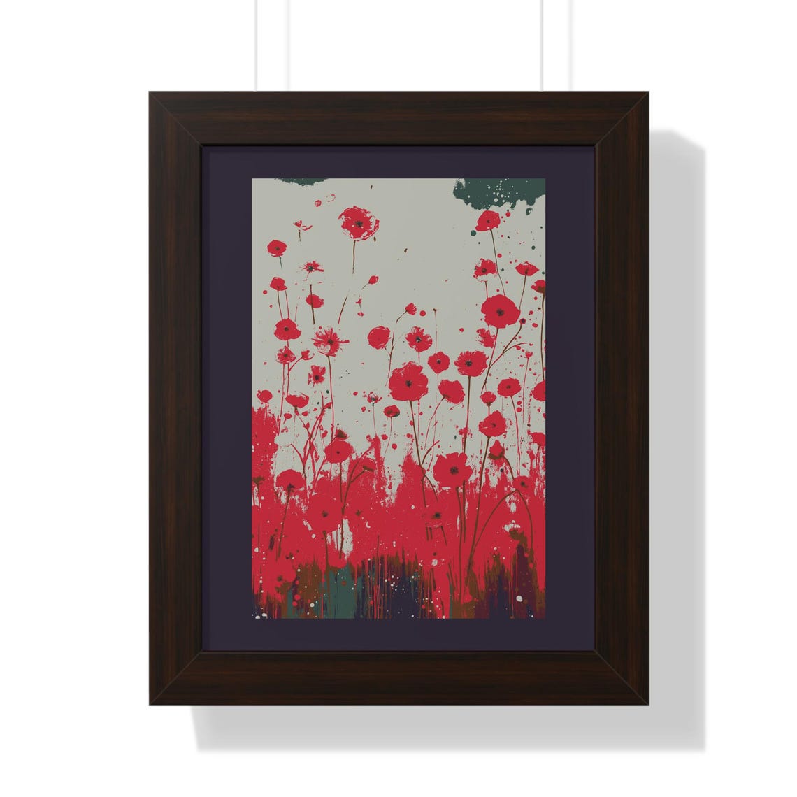Bold Red Poppies Splash Painted Minimalist Floral Botanical Poster - Image 2