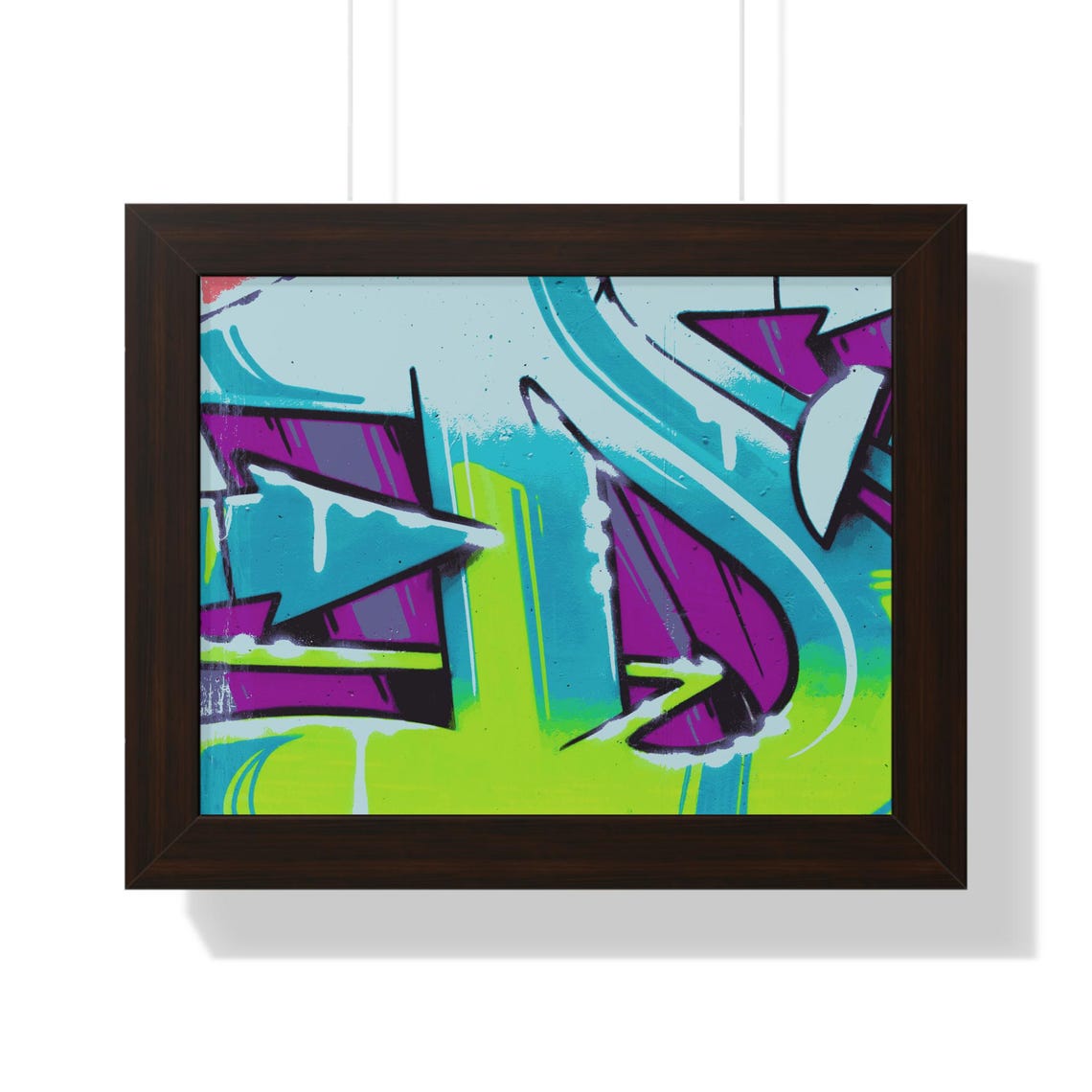 Electric Blue Neon Graffiti Lettering Close-Up Framed Poster - Image 2