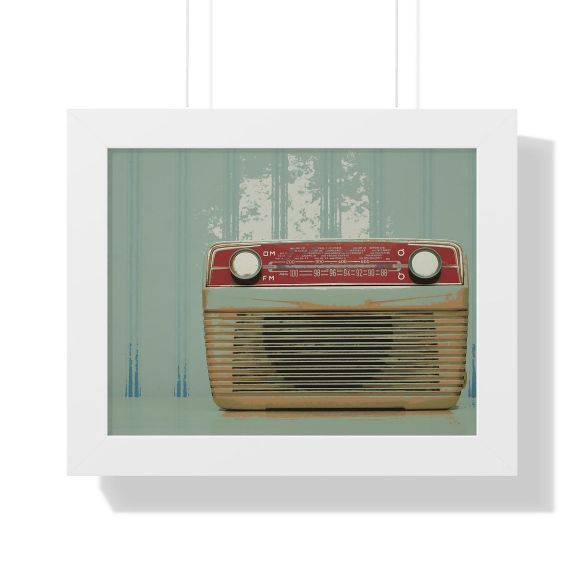 Cream and Red Mid-Century Vintage Radio With Tuning Dial Poster - Image 4
