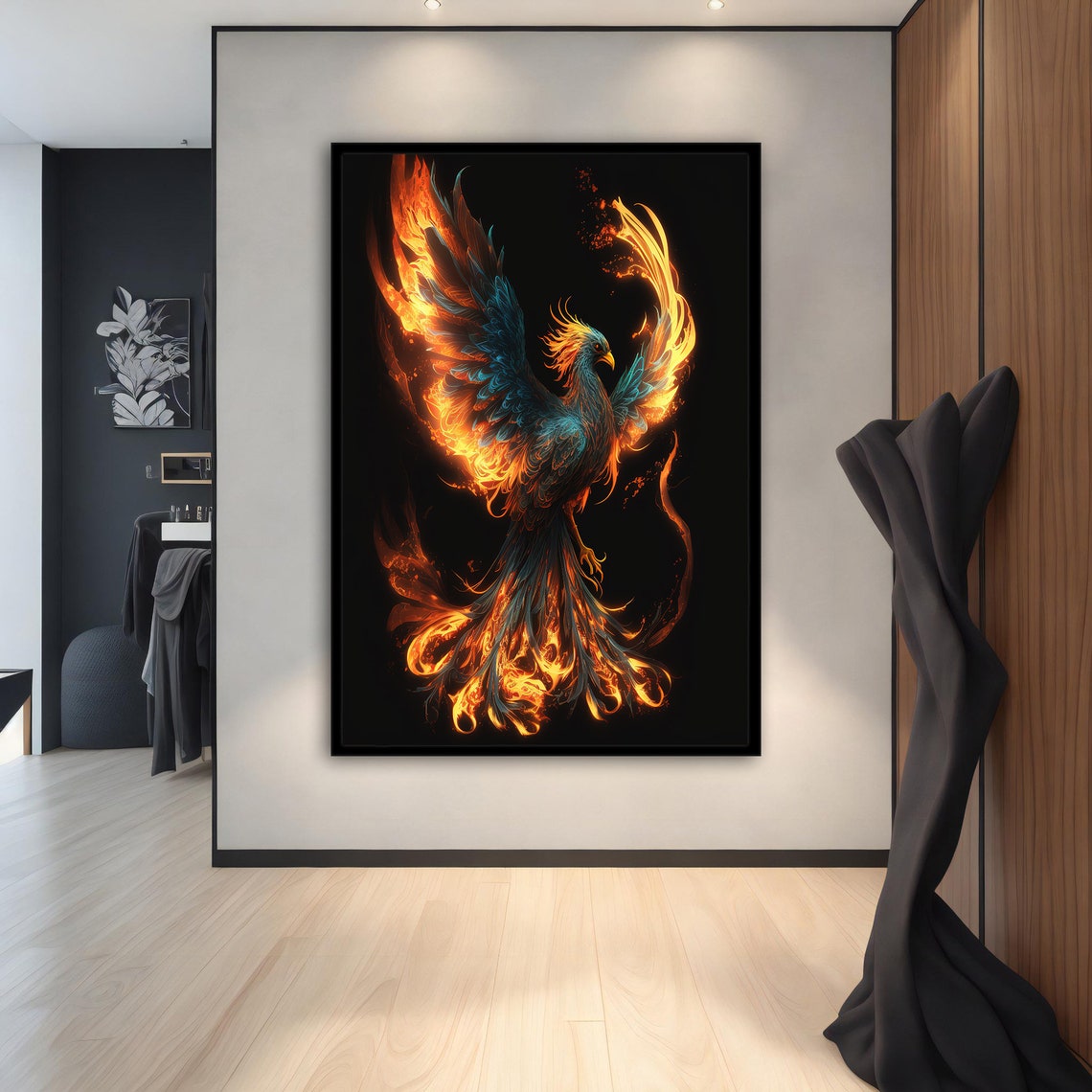 Phoenix Rising from Flames Fire Bird Mythical Fantasy Wall Art - Image 2