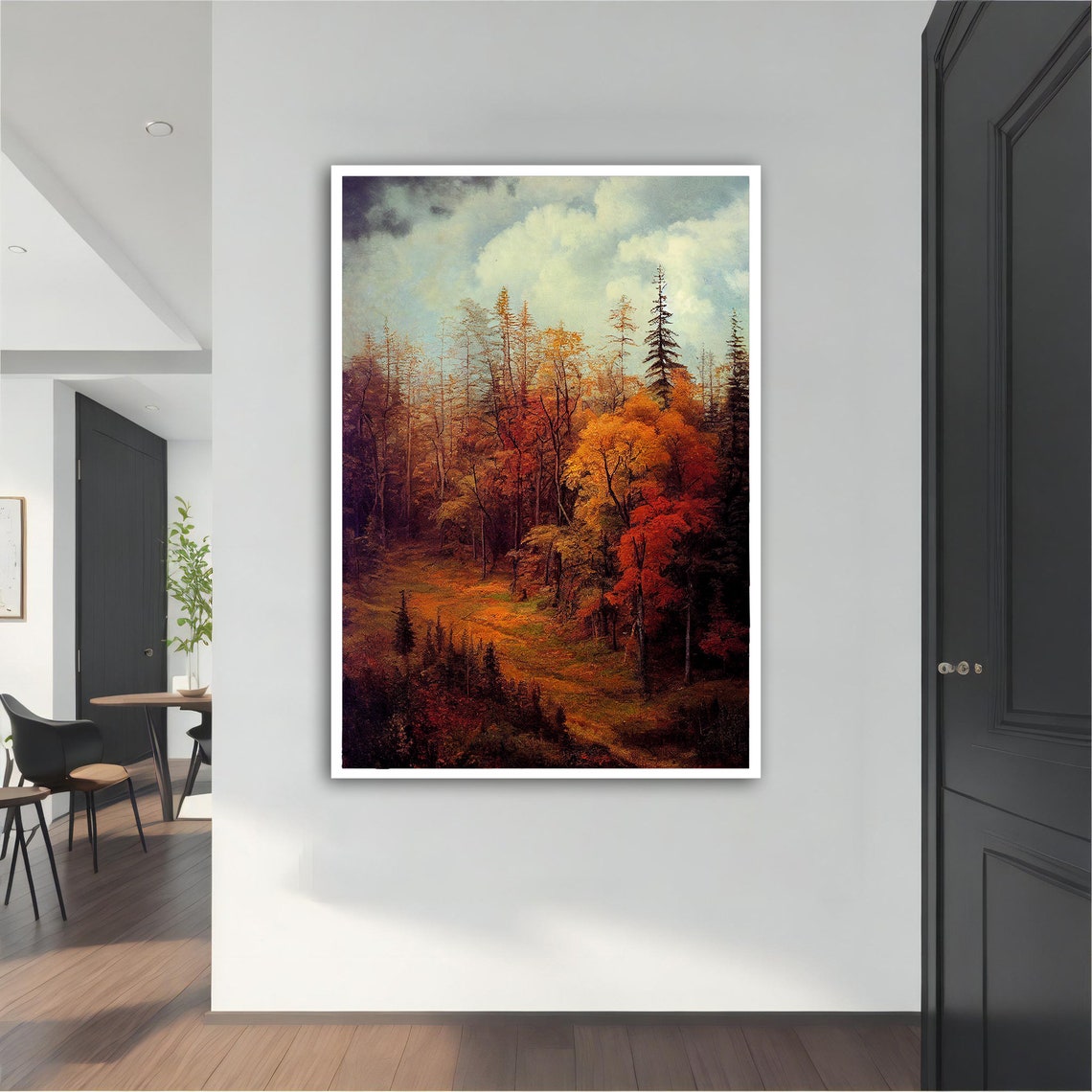 Autumn Forest Golden Foliage Red Orange Trees Landscape Wall Art