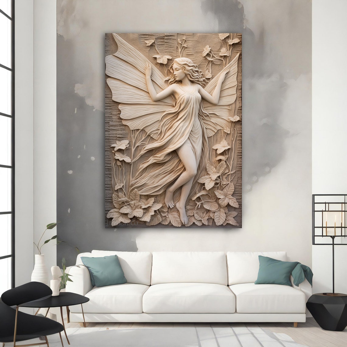 Sculpture Angel Painting Stone Woman Wall Art Angel Woman Wall Art Woman Art Modern Home Decor - Image 5
