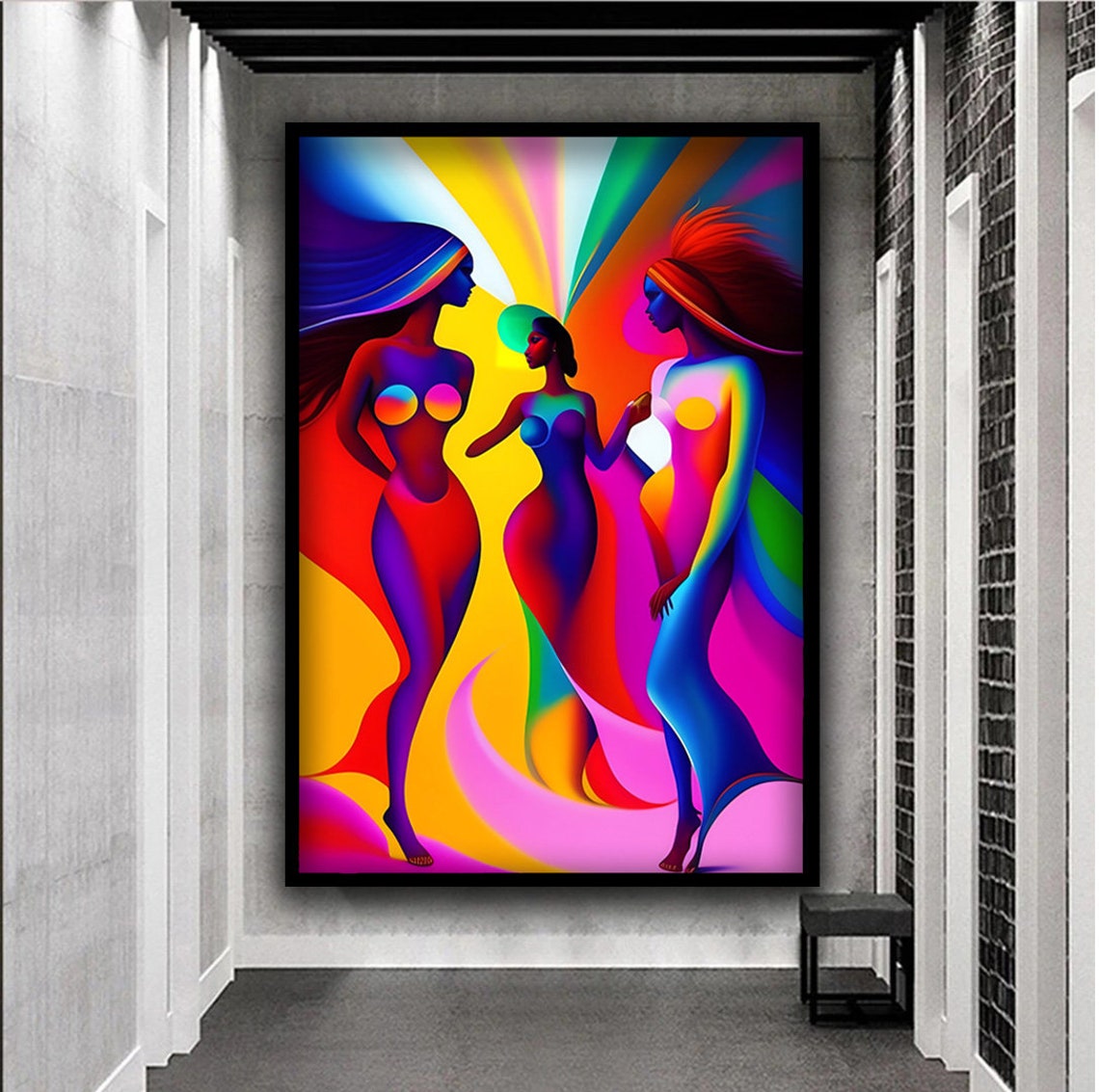 Colorful Dancing Women Rainbow Figures Joyful Modern Art Poster - Image 4