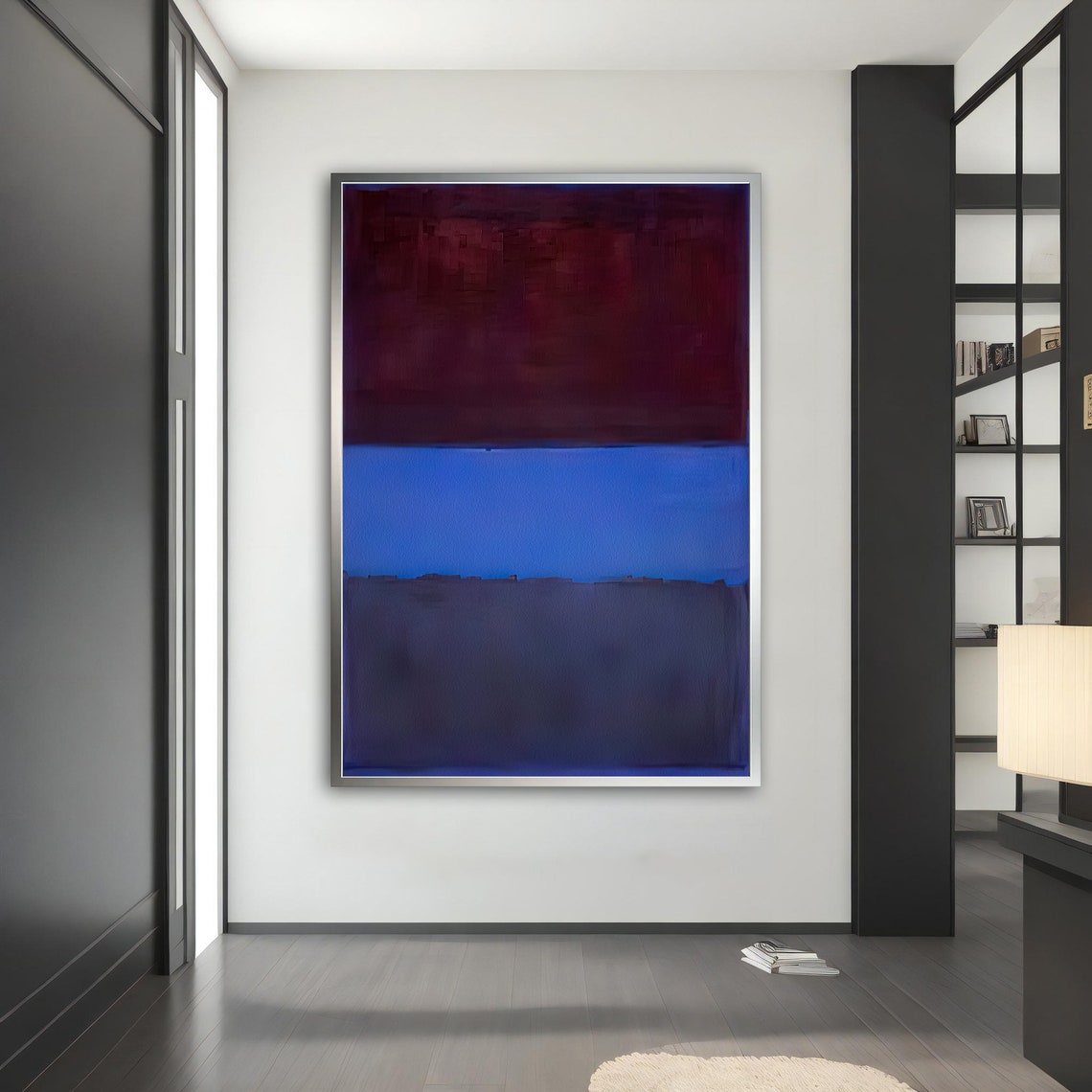 Rothko Style Maroon and Blue Color Field Abstract Art Poster - Image 3