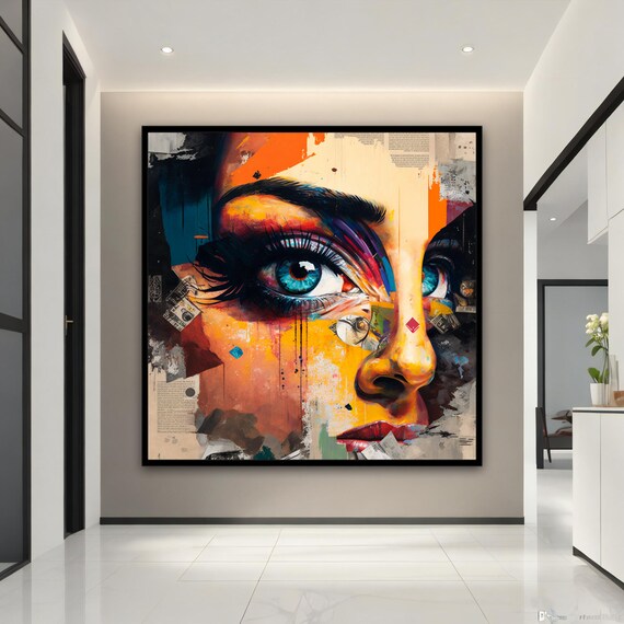 Pop Art Woman Blue Eyes Colorful Street Style Face Art Poster