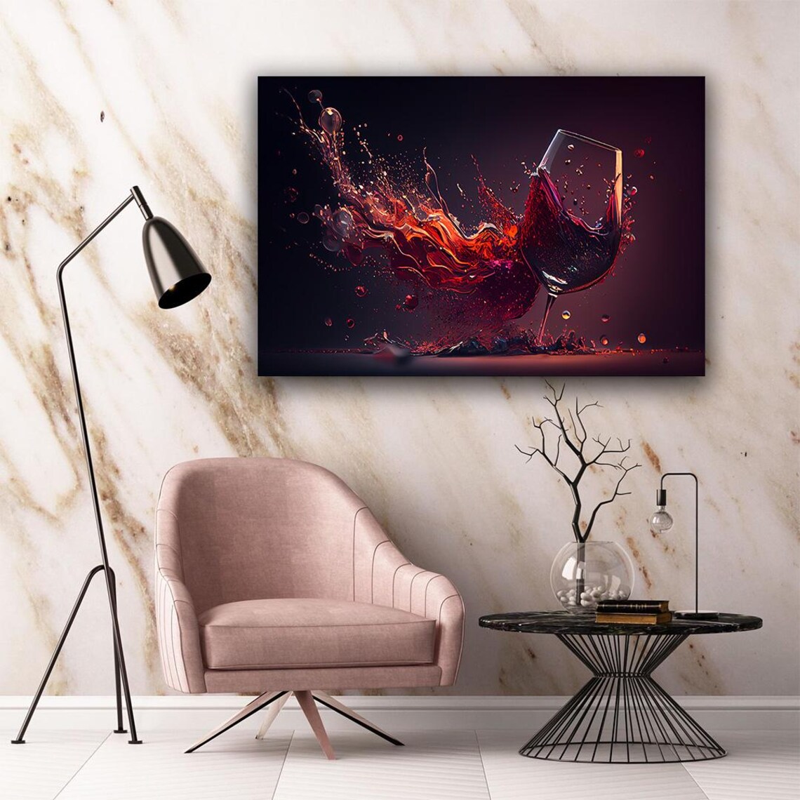 Red Wine Glass Dramatic Splash Dark Elegant Bar Kitchen Wine Lover Poster - Image 2