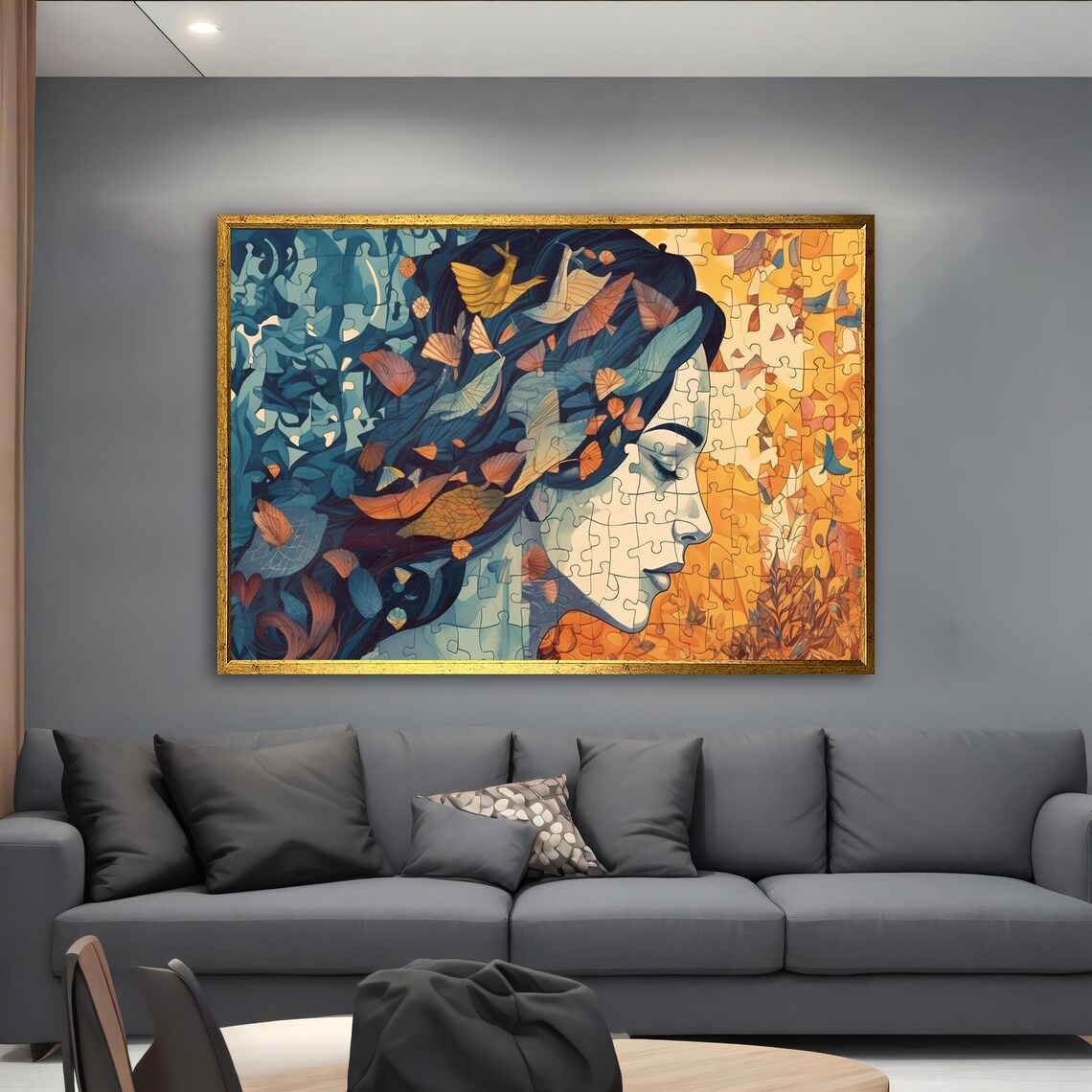 Woman Painting Puzzle Looking Woman Art Autumn Woman Wall Art Abstract Girl Paint Modern Home Decor - Image 4