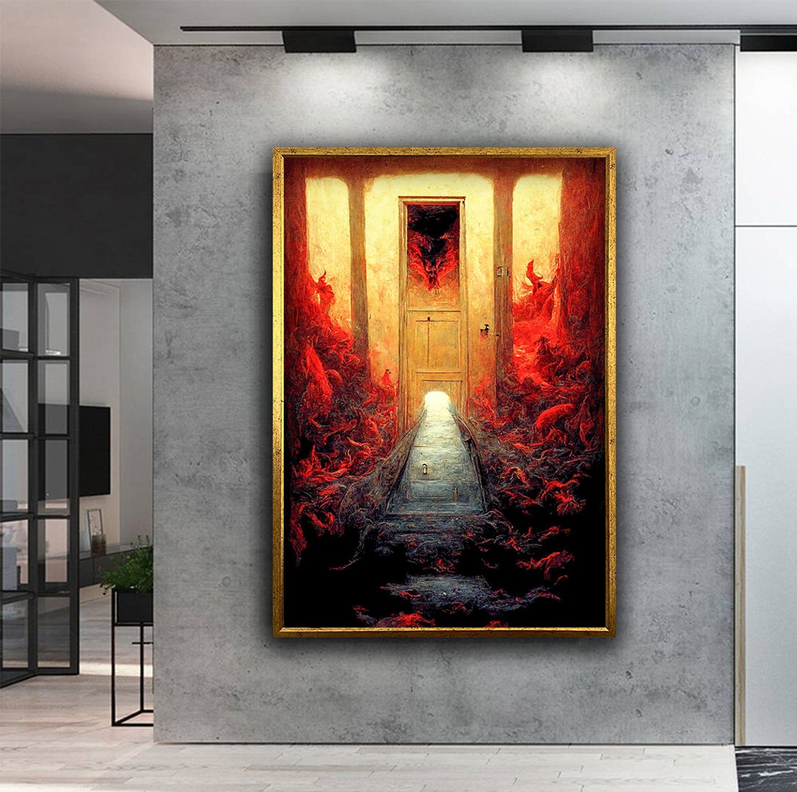 Hell Gates Fiery Doorway Dark Gothic Horror Flames Art Poster - Image 3