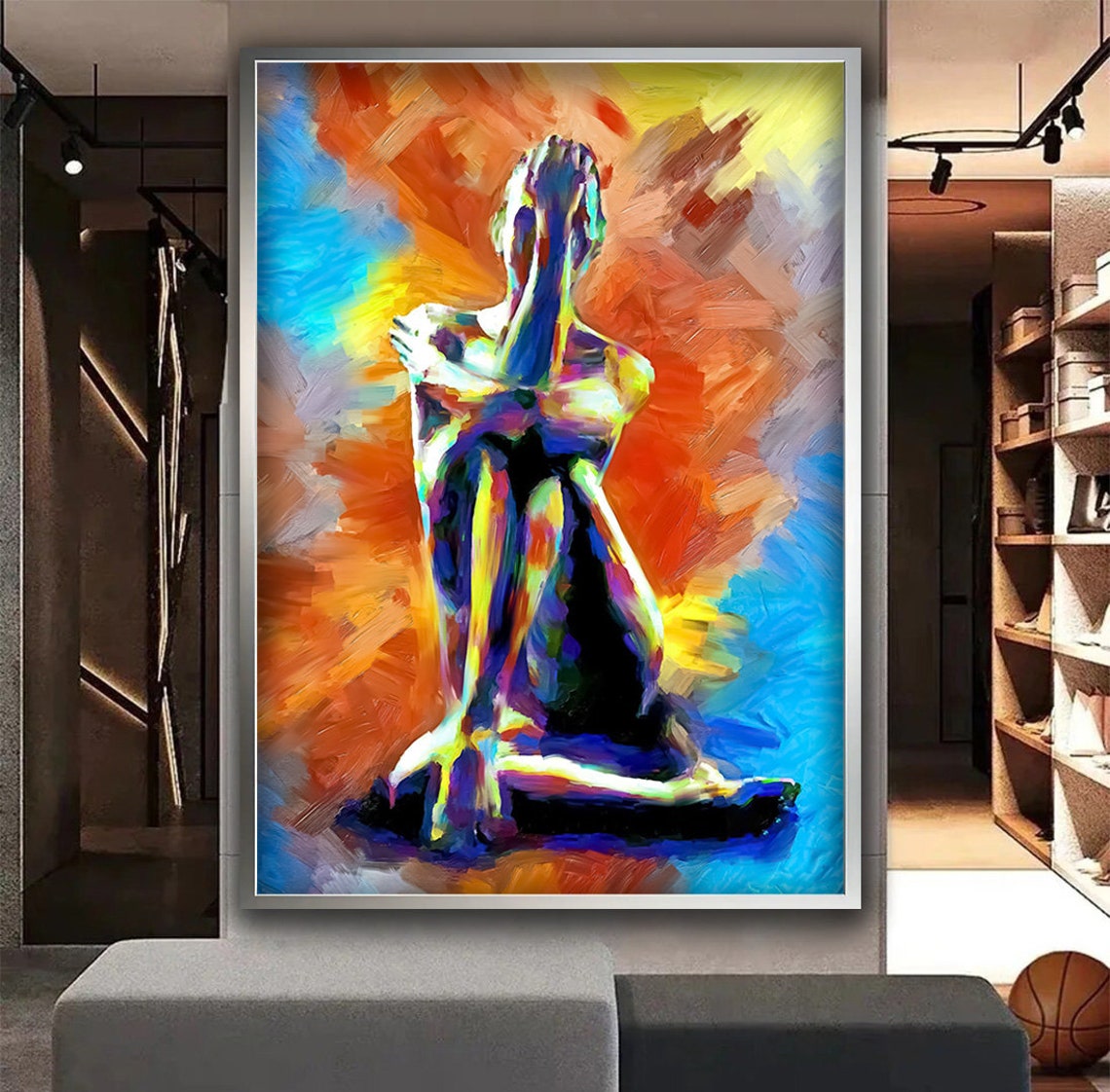 Colorful Nude Woman Painting Sexy Woman Art Erotic Wall Art Abstract Nude Art Nude Woman Art - Image 2