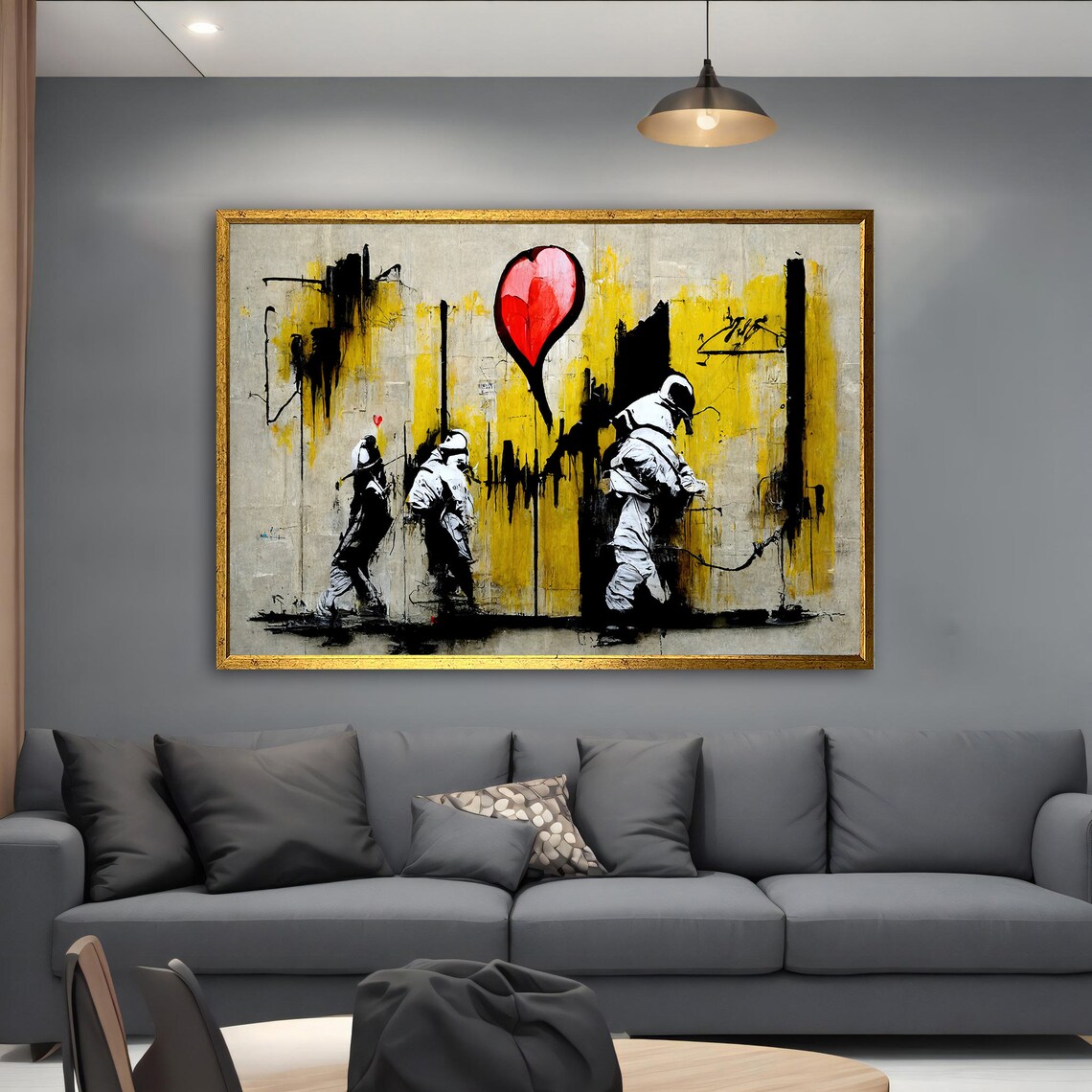 Street Graffiti Art Workers Red Heart Balloon Urban Art Poster - Image 5
