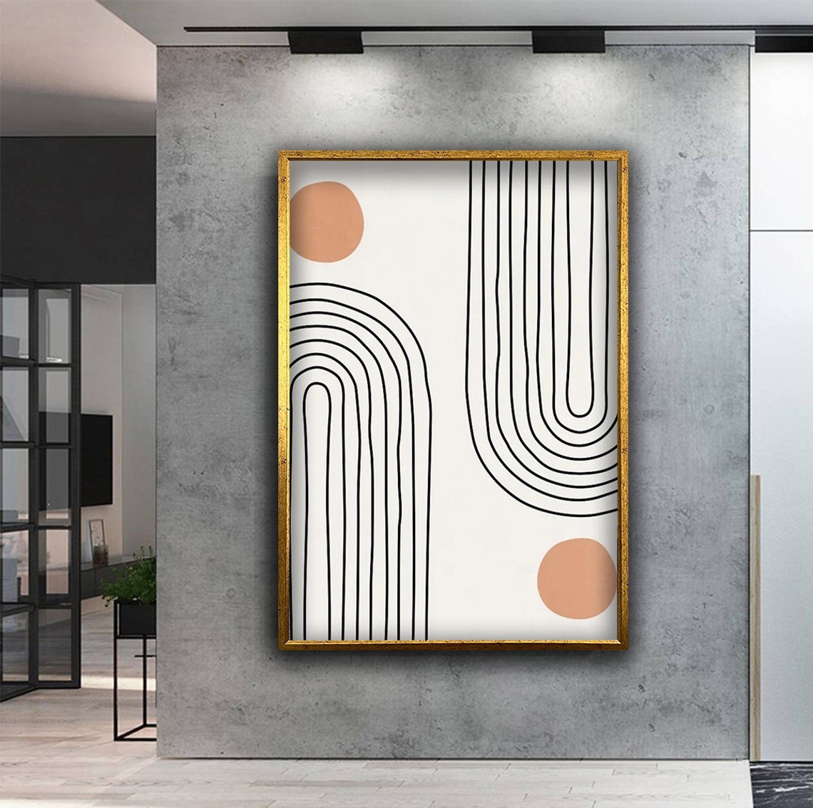 Boho Terracotta Circles and Black Line Arches Minimal Wall Poster - Image 2