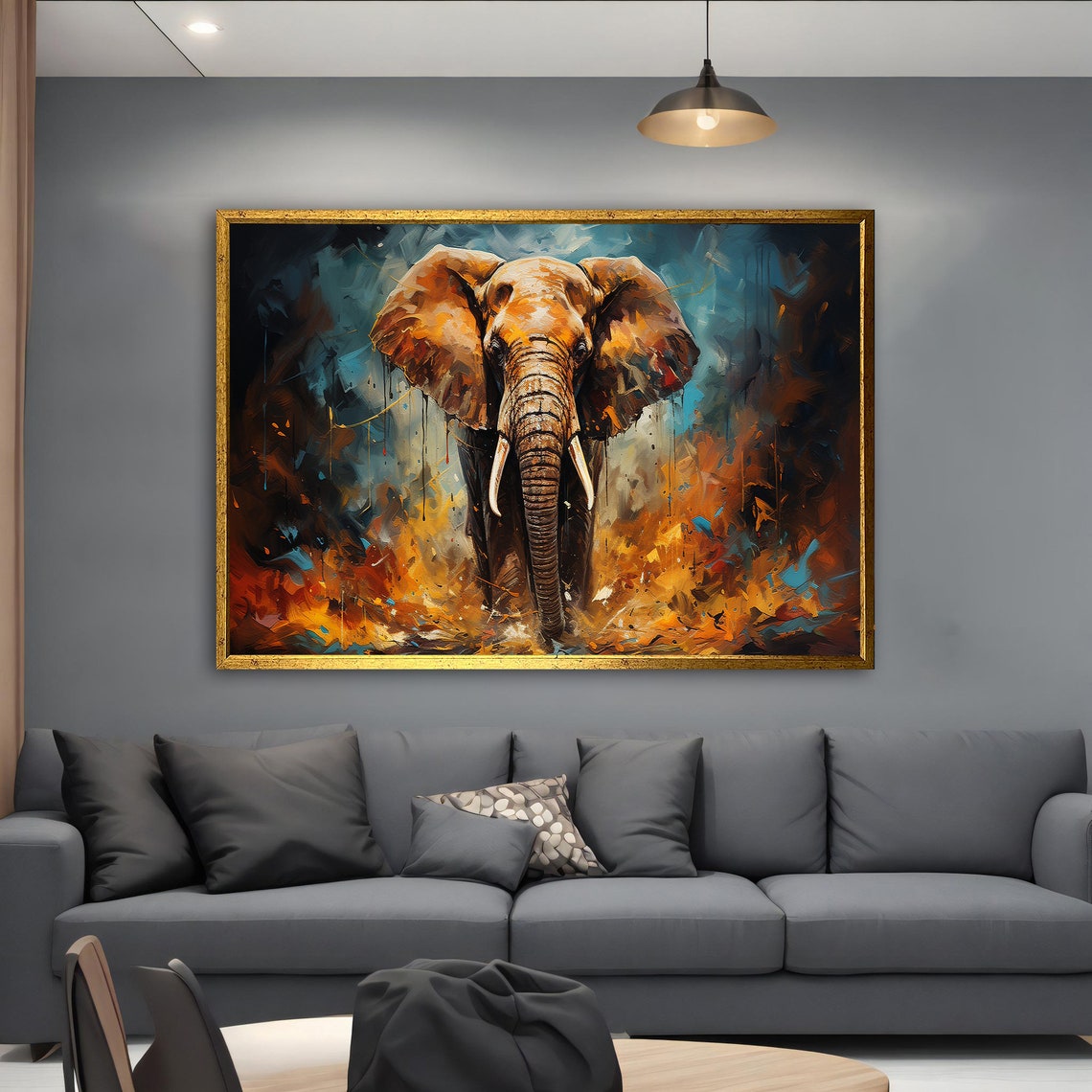 Colorful Elephant Front View Abstract Brushstroke Wildlife Poster - Image 5