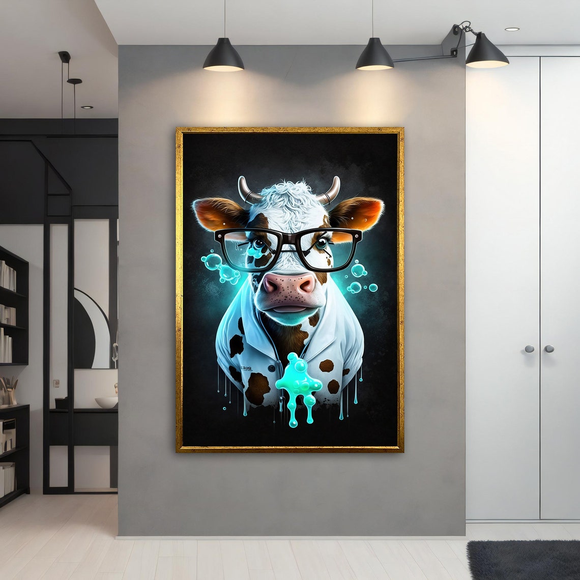 Doctor Cow Painting Doctor Cow Poster Doctor Cow Wall Art Doctor Cow Art Animal Home Decor Wall Decor Animal Wall Decor - Image 4