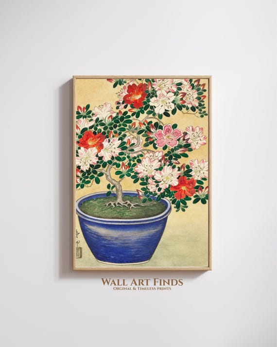 Ohara Koson Floral Bonsai Print Japanese Botanical Wall Art Vintage Cherry Blossom Tree Poster 300 Dpi