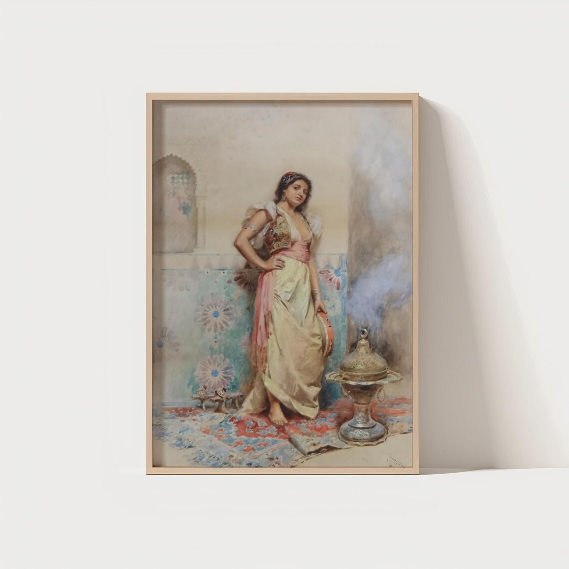 Orientalist Woman With Tambourine Vintage Exotic Painting Poster