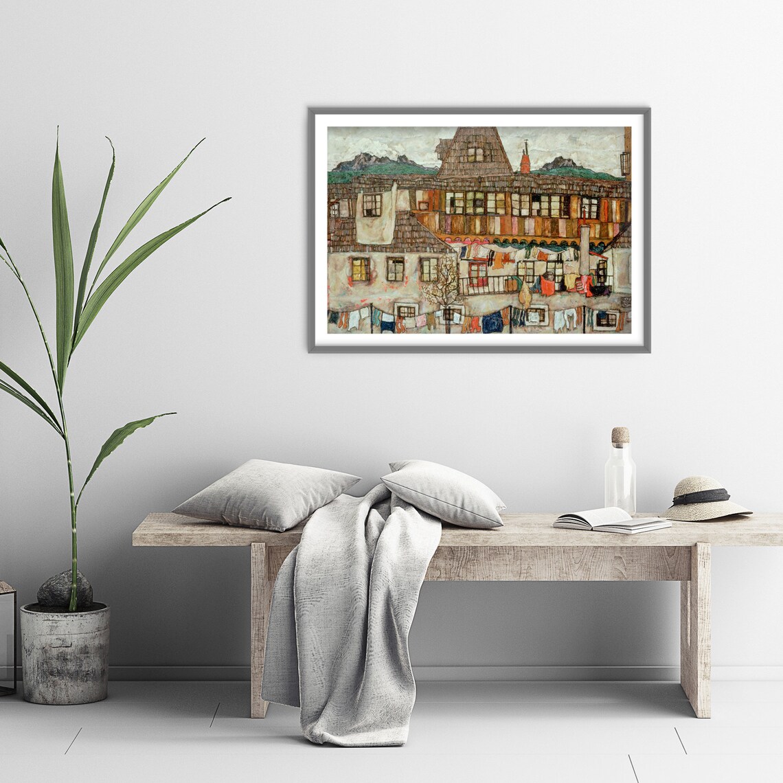 Egon Schiele Houses With Laundry Suburb Ii Art Print - Image 3
