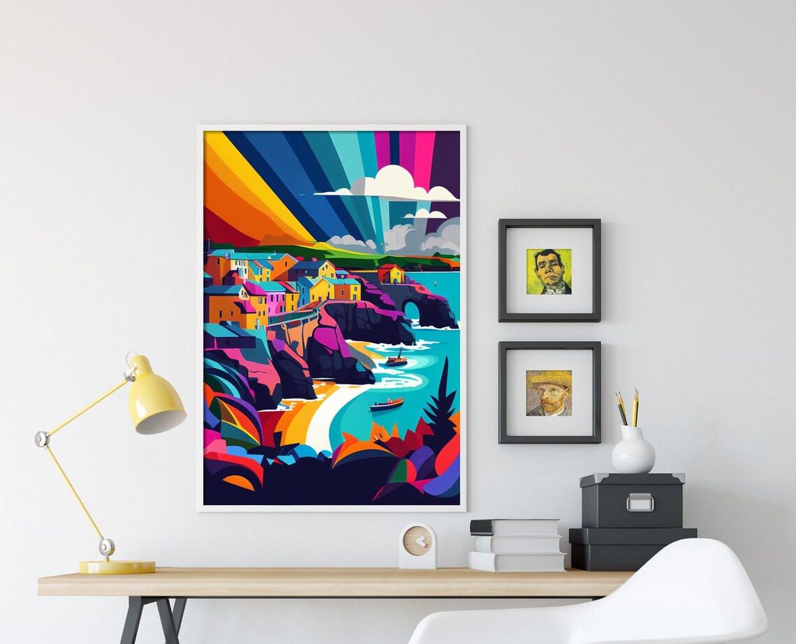 Cornwall Newquay Vibrant Colourful Art Print - Image 4
