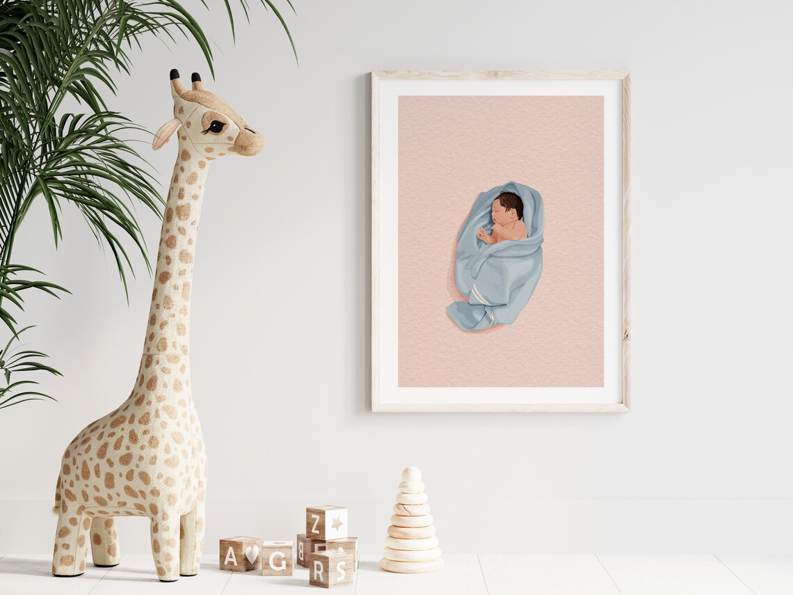 Personalized Newborn Portrait Birth Announcement Card Mira Print - Image 2